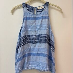 Bella Dahl Navy and Light Blue Textured Tank Top